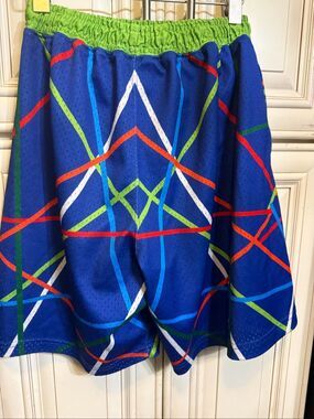 Made Hoops Mens Geometric Lines Athletic Basketball Shorts Multicolor Size Large